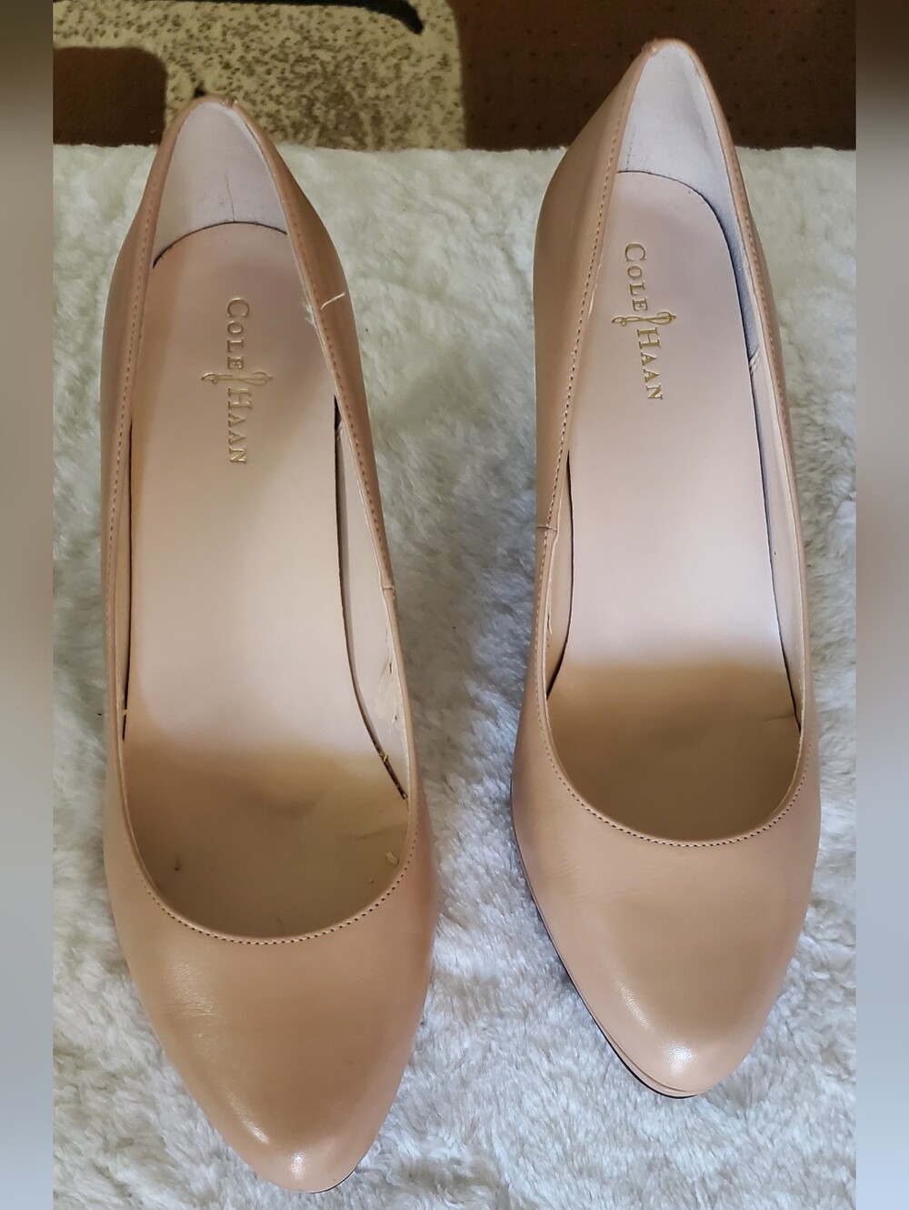 Cole Haan Blush Nude Leather Pointed-Toe Pumps